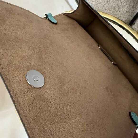 Coach Crossbody Bag Clutch Light Blue Leather - Picture 6 of 10